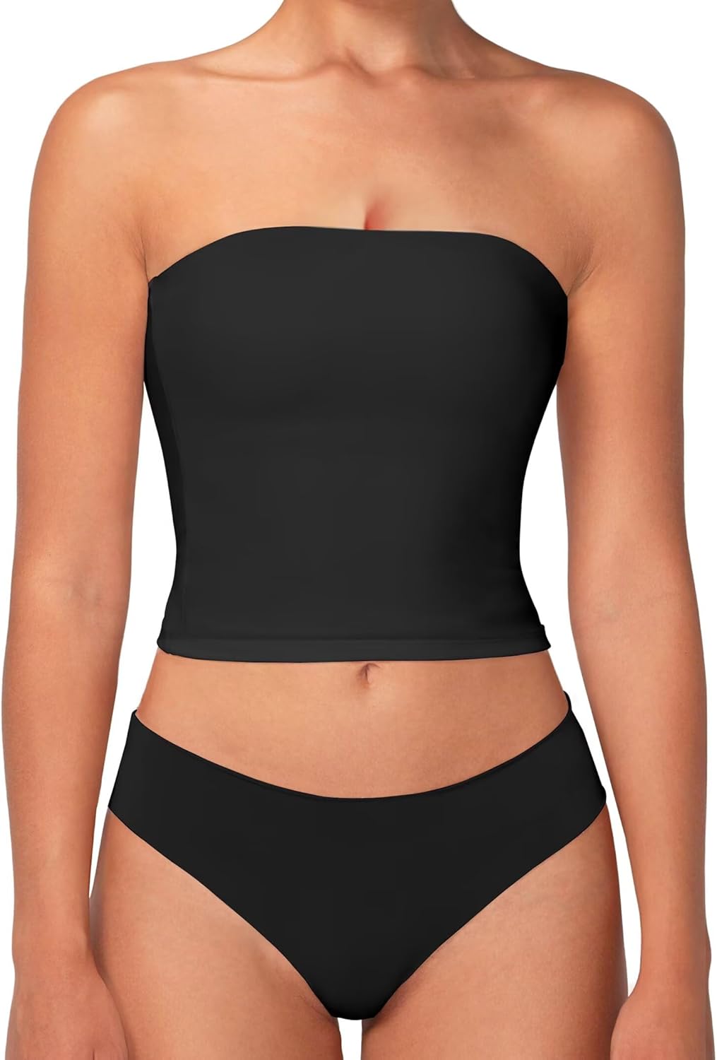 Sunzel Women’s Strapless Sexy Tube Top Double Lined Sleeveless Crop Top Summer Basic Bandeau Tops for Layering or Going Out