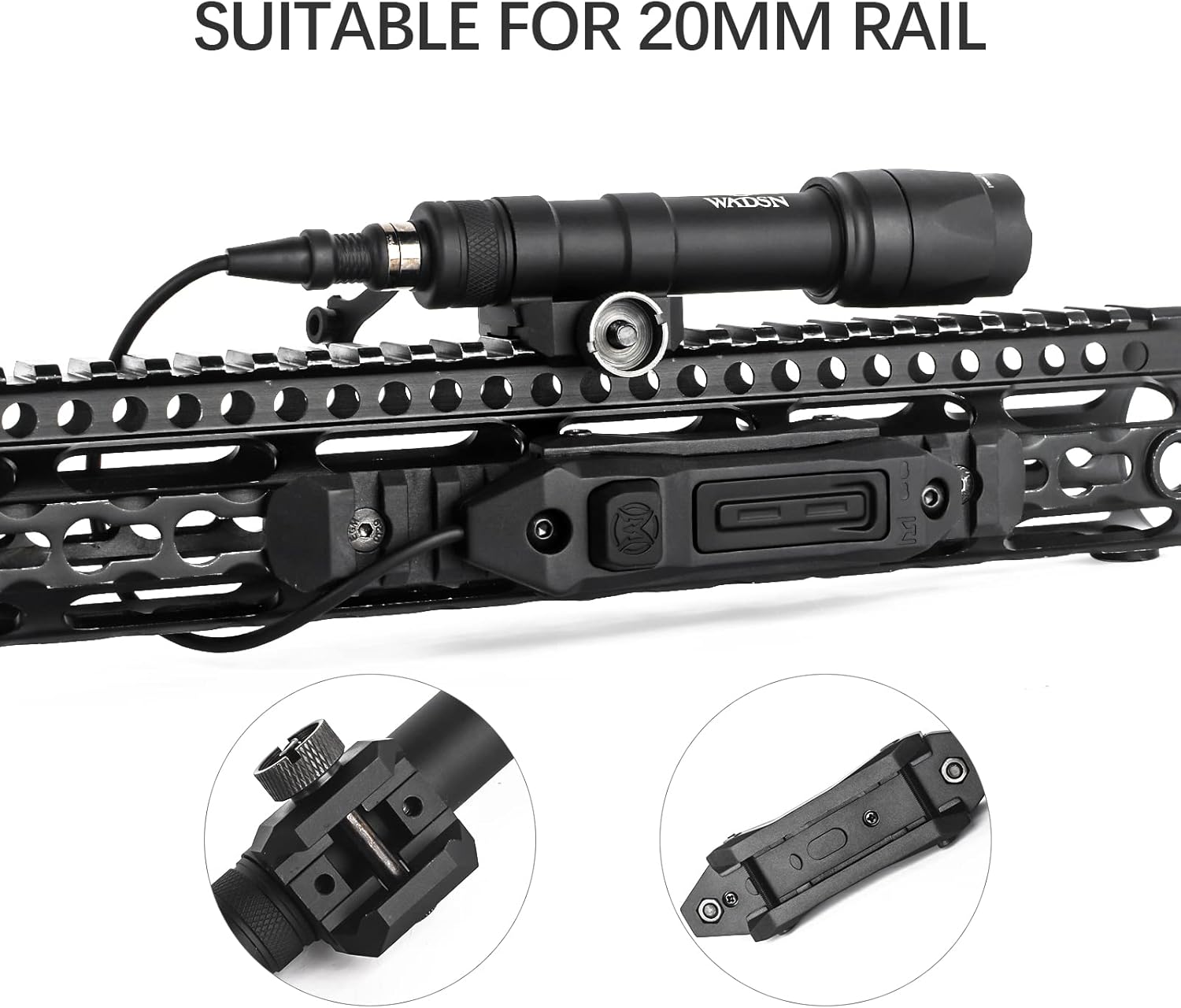M600C Light with Dual Pressure Switch for Mlok/keymod / 20mm Picatinny Rail, 600 Lumens Tactical Flashlights with Constant/Momentary Modes for Outdoor Adventure Sports