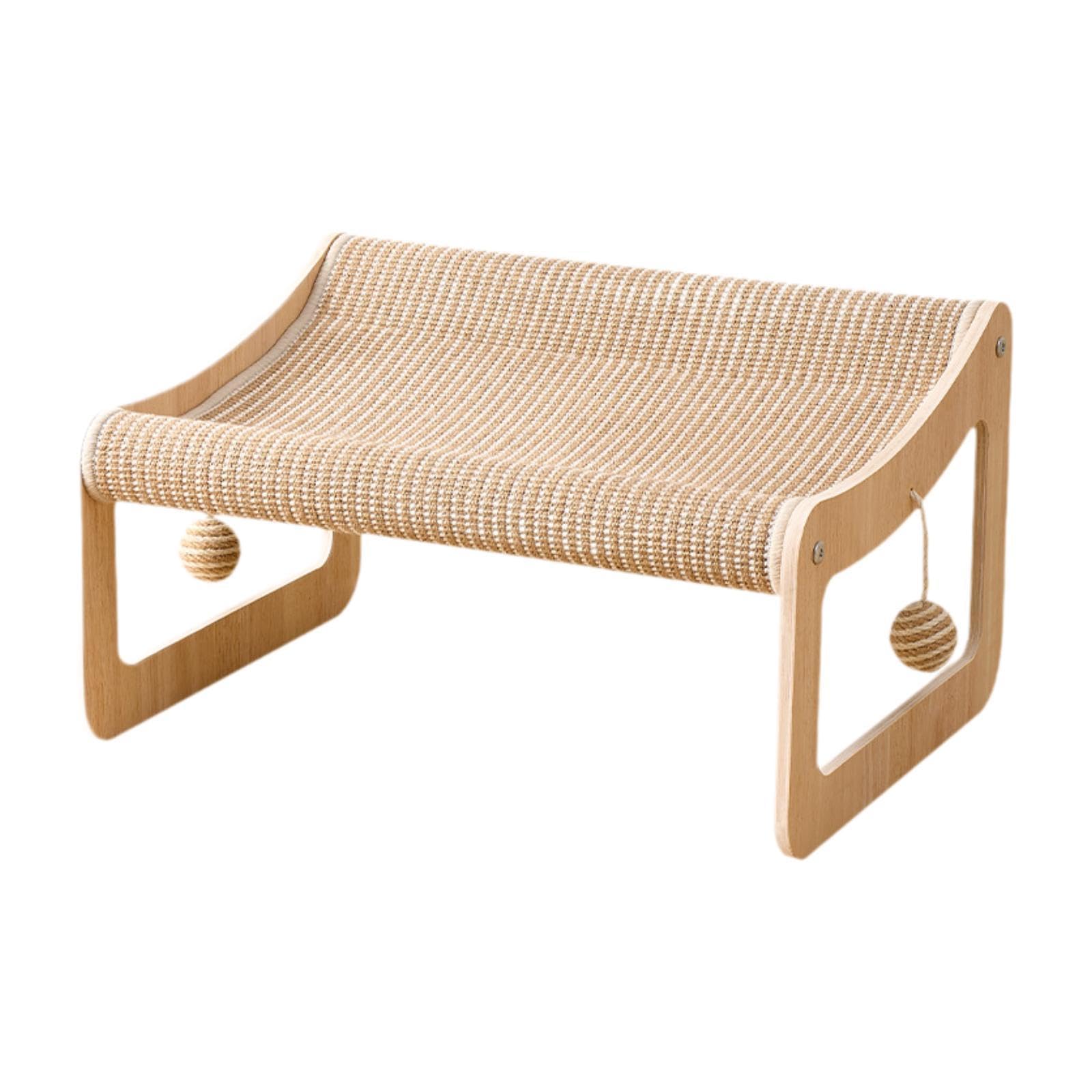 Rascador para gatos y hamaca de sisal con soporte de madera protector de muebles