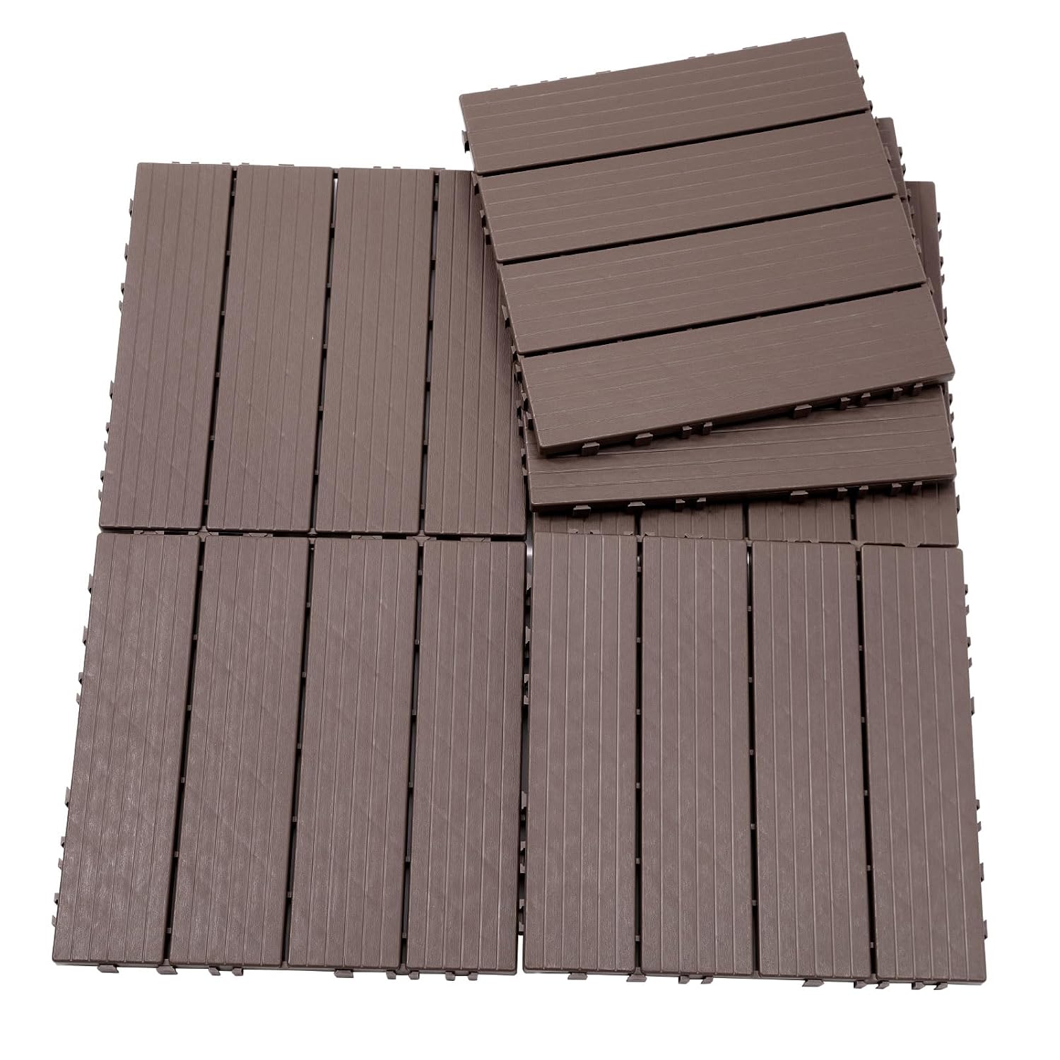 44 Pieces of 11.8 "x11.8 Plastic Flooring, Outdoor Balcony Flooring, Waterproof Terrace, self Laying Splicing Decoration, Camping Platform, Solid Wood Flooring, Waterproof and Moisture-Proof