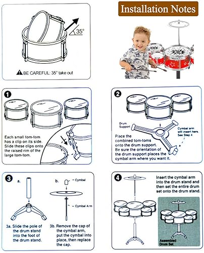 Miniatura 7 de Juego de tambor para niños, instrumento de percusión educativo para niños, juguete estimulante de la creatividad de los niños, juguete de jazz