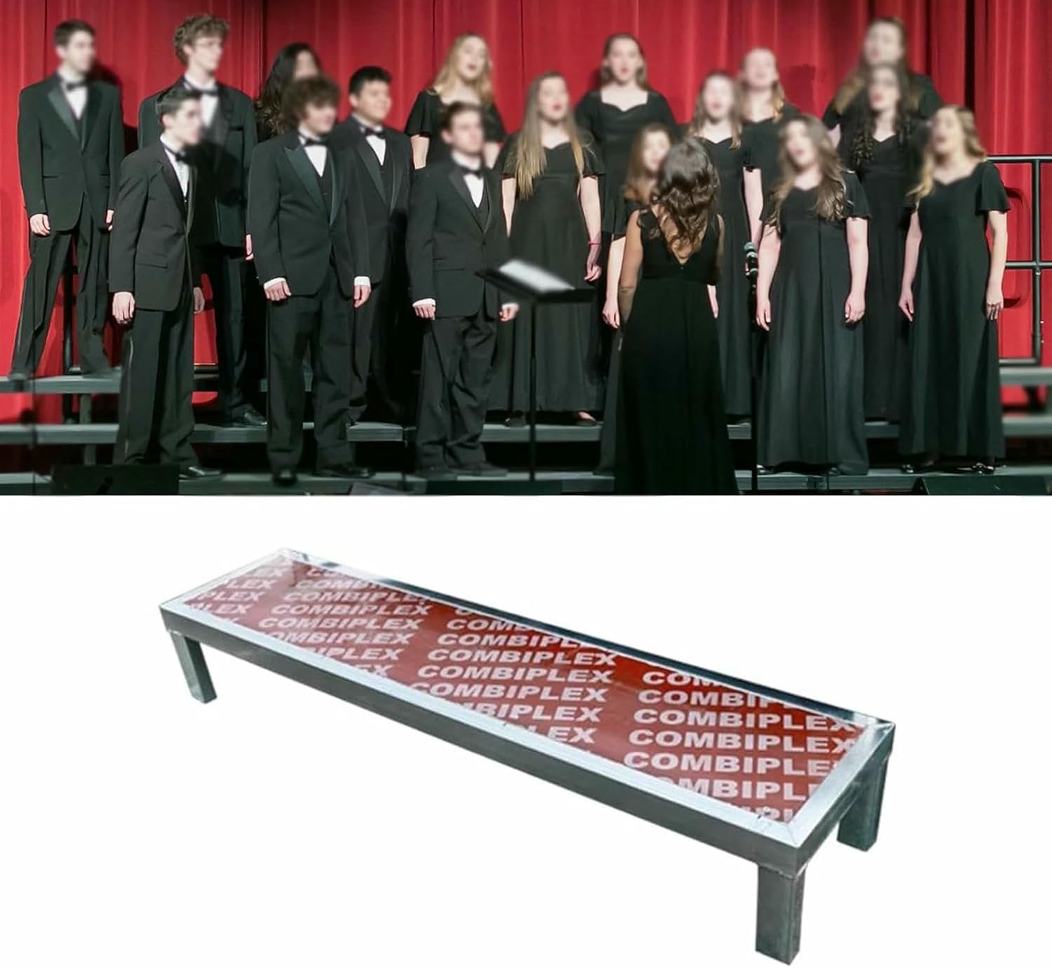 Multi-Level Choir Risers for Performances, Non-Slip Sturdy Movable Stage Ladder, Easy-to-Assemble High Weight Capacity Staircase Platform for Grass-Friendly Base