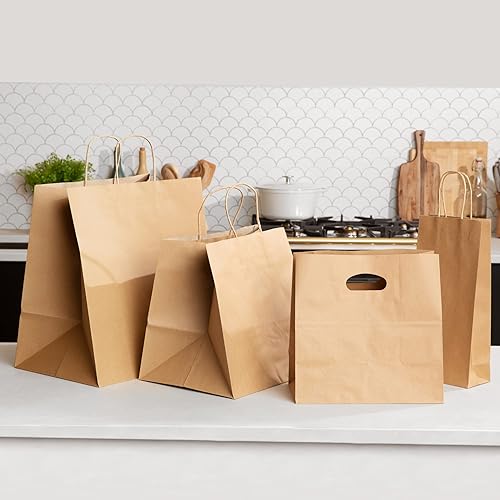 Miniatura 3 de PTP BAGS Bolsas de carga naturales de 18 x 7 x 18.5 pulgadas, bolsas de papel marrón con manos paquete de 200 bolsas de regalo de papel kraft