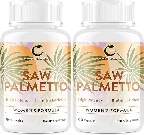 Gesundgeist Saw Palmetto para la Pérdida de Cabello de las Mujeres - Bloqueador de DHT con Mezcla 5 en 1 para el Crecimiento del Cabello, Piel y