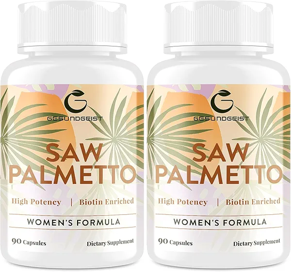 Gesundgeist Saw Palmetto for Women Hair Loss - DHT Blocker with 5-in-1 Blend for Hair Growth, Skin & Nails, Urinary Wellness - Extra Strength Saw Palmetto Supplement - 180 Capsules