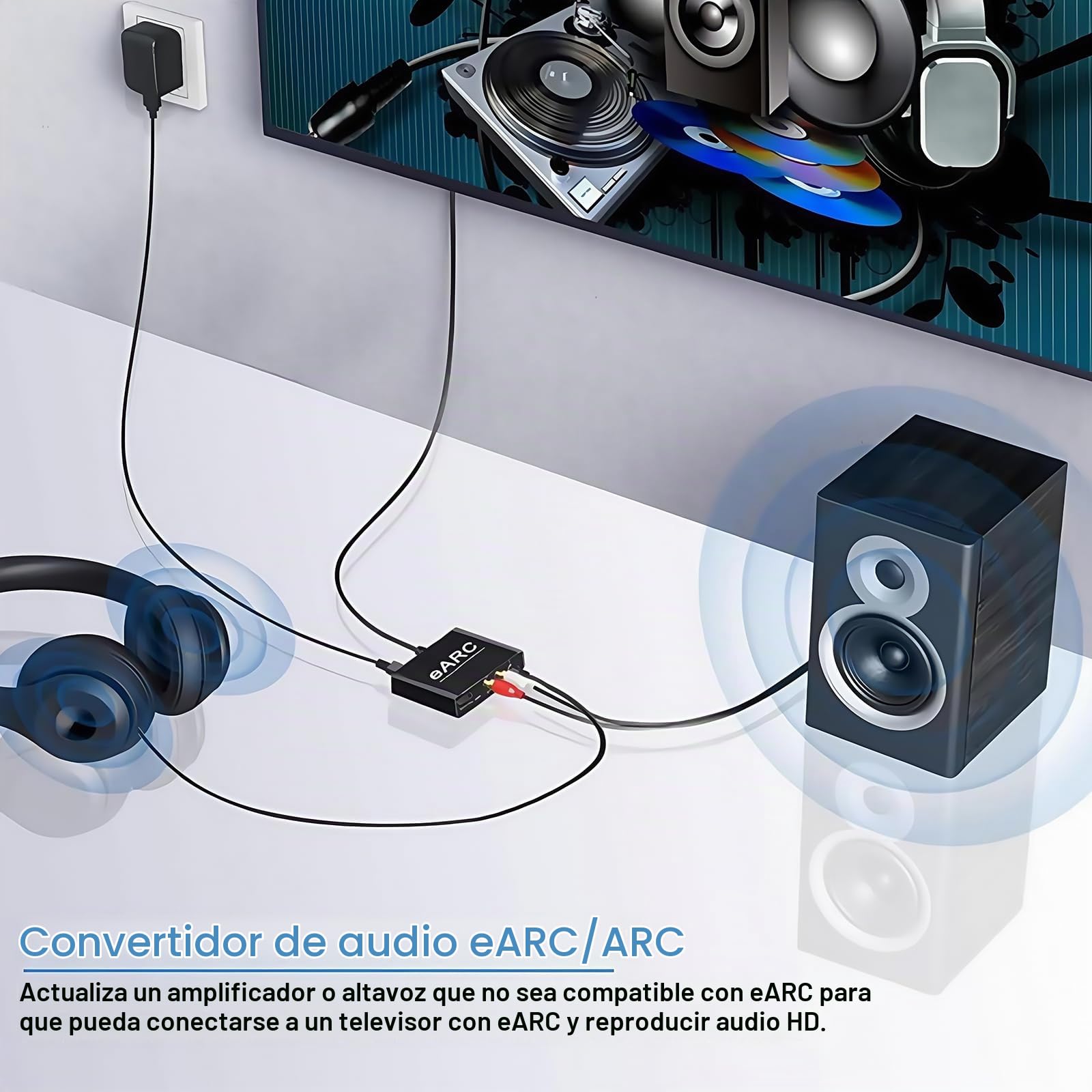 Extractor de Audio HDMI eARC/ARC a HDMI (solo audio) + Óptico (SPDIF) + RCA + 3.5mm – Soporte ARC/eARC – 5.1/7.1 Canales para TV, Soundbar, Home Cinema