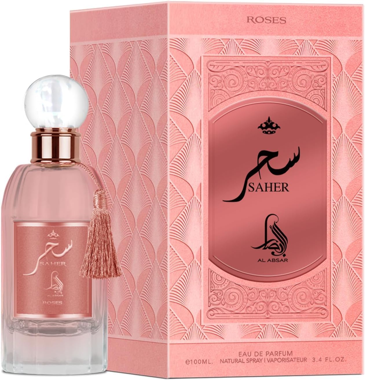 Saher Roses by Al Absar Eau de Parfum 100ml – A Symphony of Rose & Oud Elegance