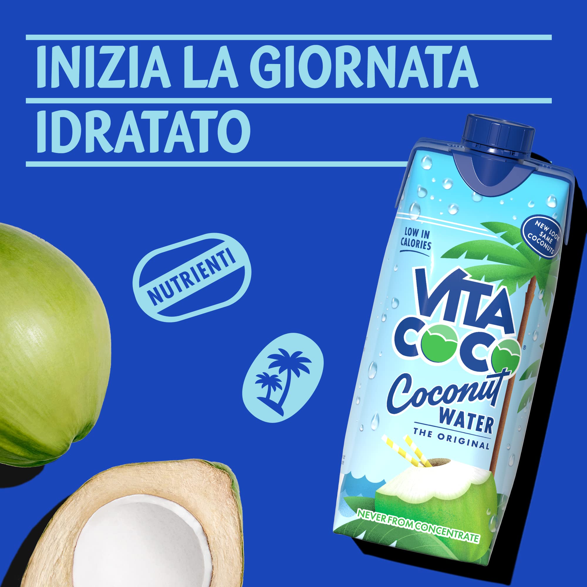 Vita Coco Acqua Di Cocco Originale 12x330 ml, piena di elettroliti, senza glutine, ricca di vitamina C e potassio, 3960ML