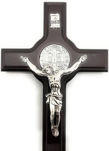 Miniatura 6 de San Francis Imports Crucifijo de San Benito para pared, cruz de metal hecha a mano, cruz de metal de San Benito, crucifijo católico, 8 pulgadas,