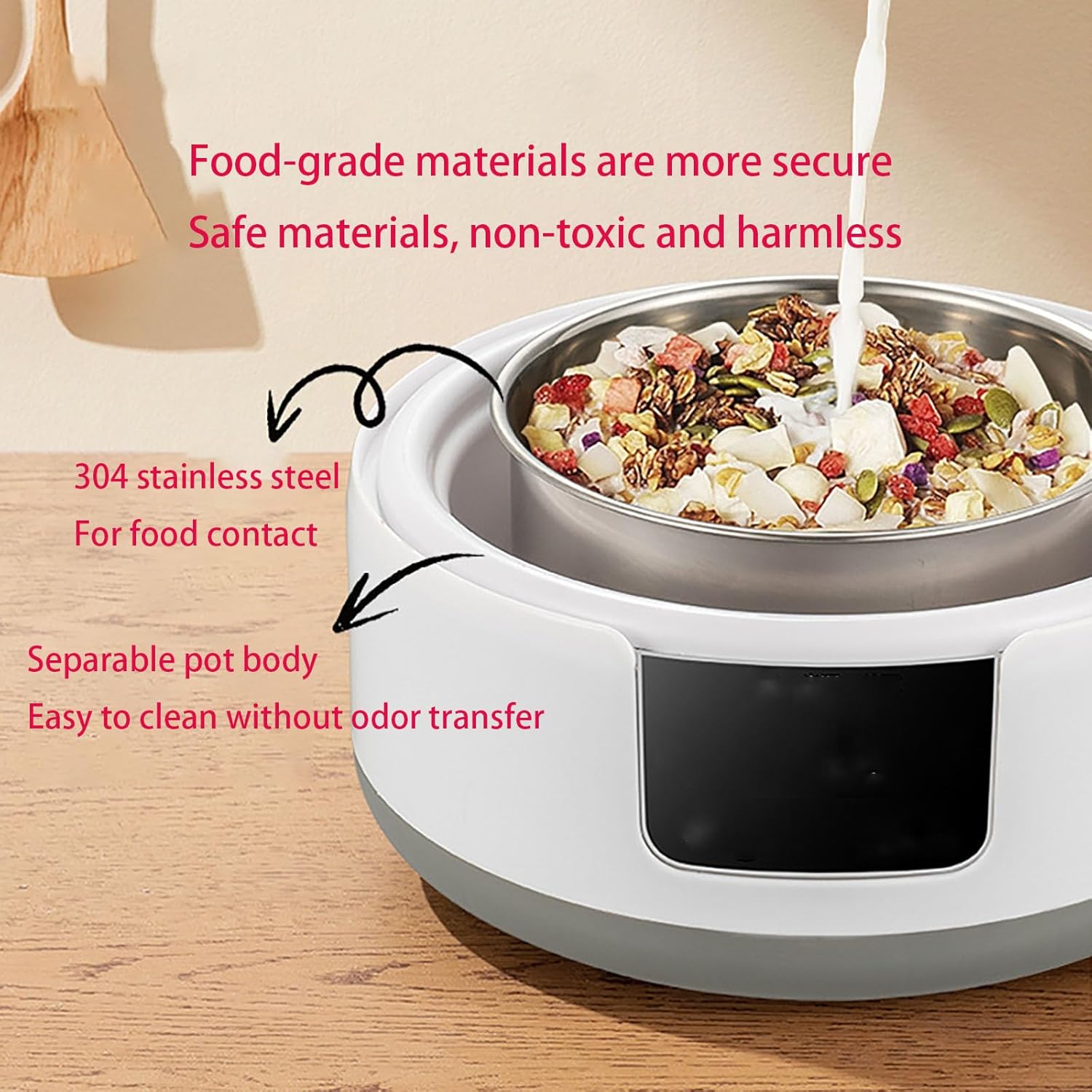 Yogurt Maker with 5 Glass Jars 1.2L Automatic Yogurt Maker with Temperature Control 36-Hour Fermentation Stainless Steel Design Suitable for Homemade Greek and Vegan Yogurt