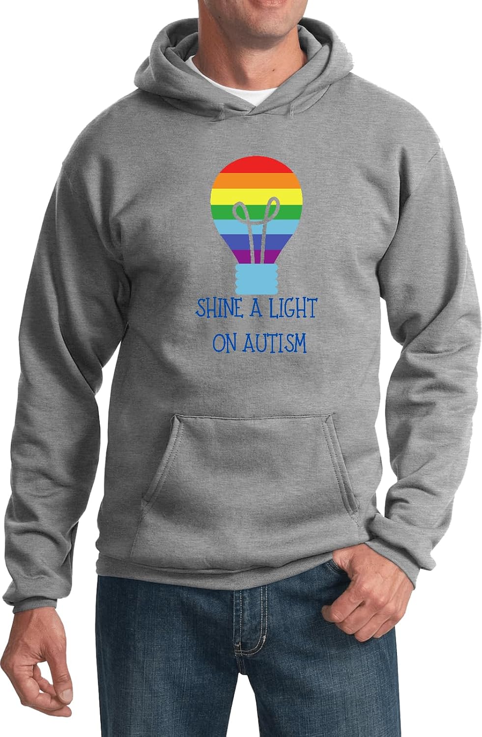 Buy Cool Shirts Autism Awareness Hoodie Shine a Light on Autism Rainbow Lightbulb Graphic Support Pullover Hooded Sweatshirt
