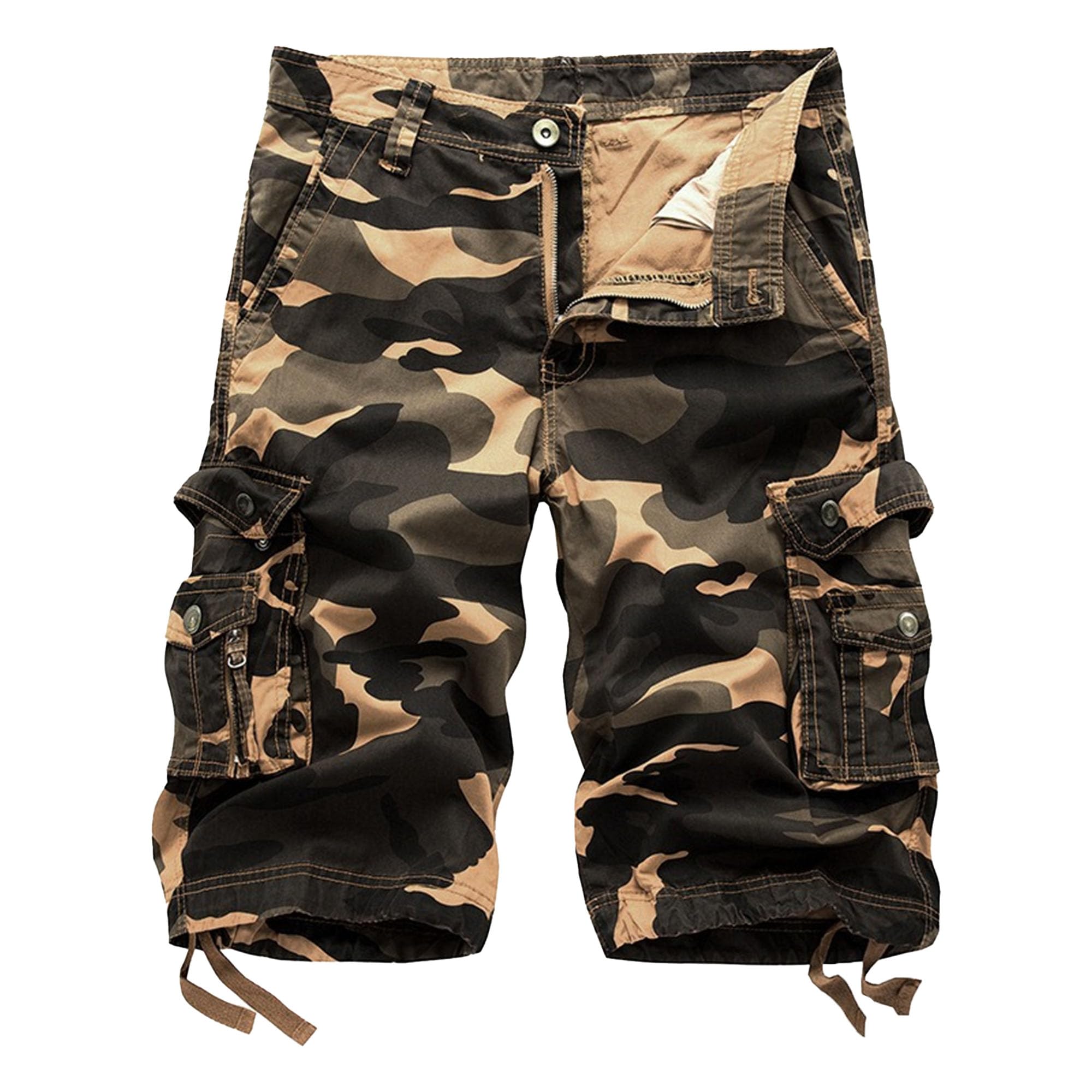 Short cargo camouflage homme multi-poches en coton décontracté