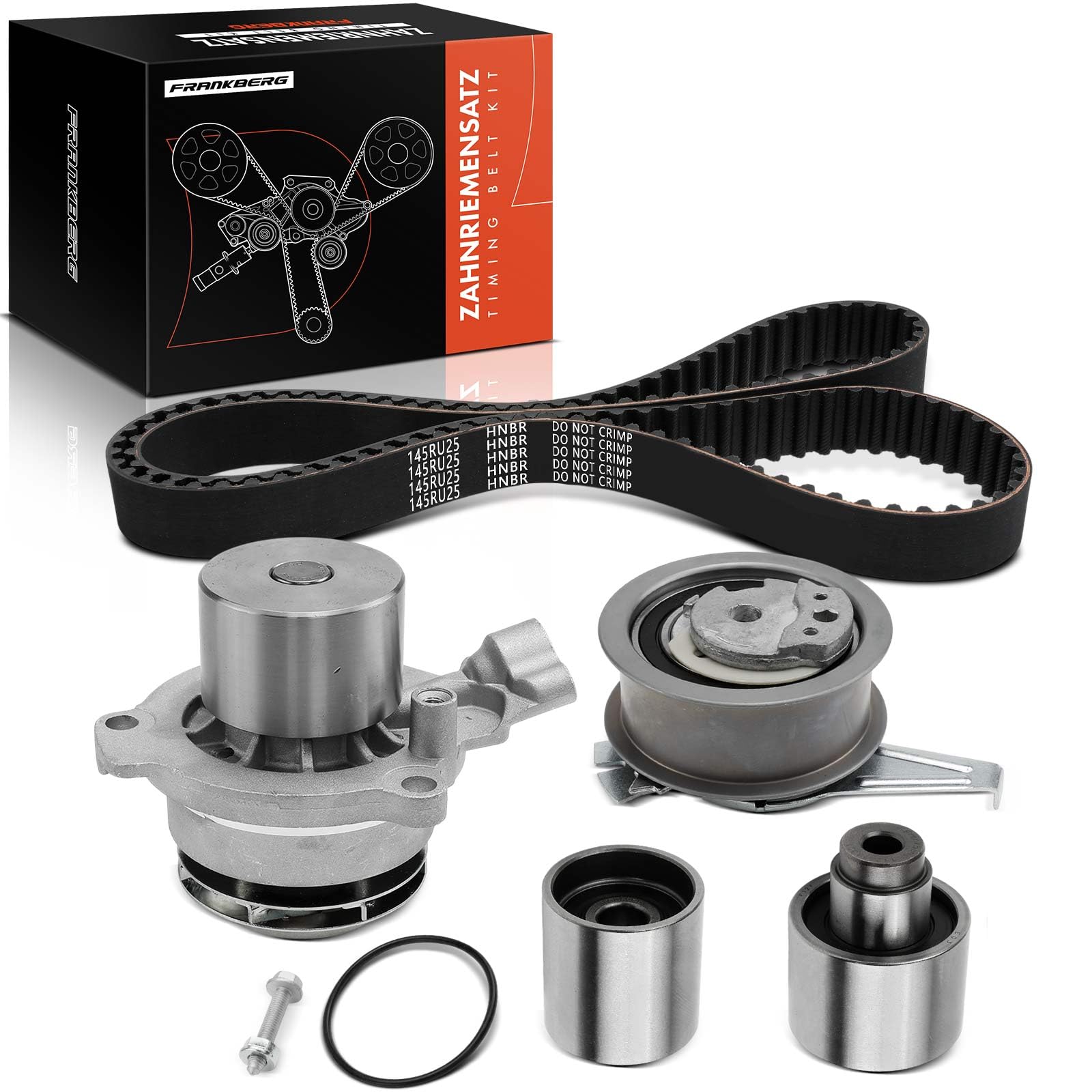 Frankberg Kit de correa de distribución con bomba de agua diésel | Compatible con: T.o.u.r.a.n 5T1, A1 Sportback 8XA 8XF, Limusina A3 8VM 8VS, O.c.t.a.v.i.a III 5E3 NL3 NR3