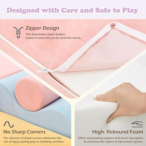 Miniatura 6 de QUCHI Juguetes de escalada para niños pequeños, juguetes de escalada para interiores, juego de bloques de escalada de espuma suave de 7 piezas,