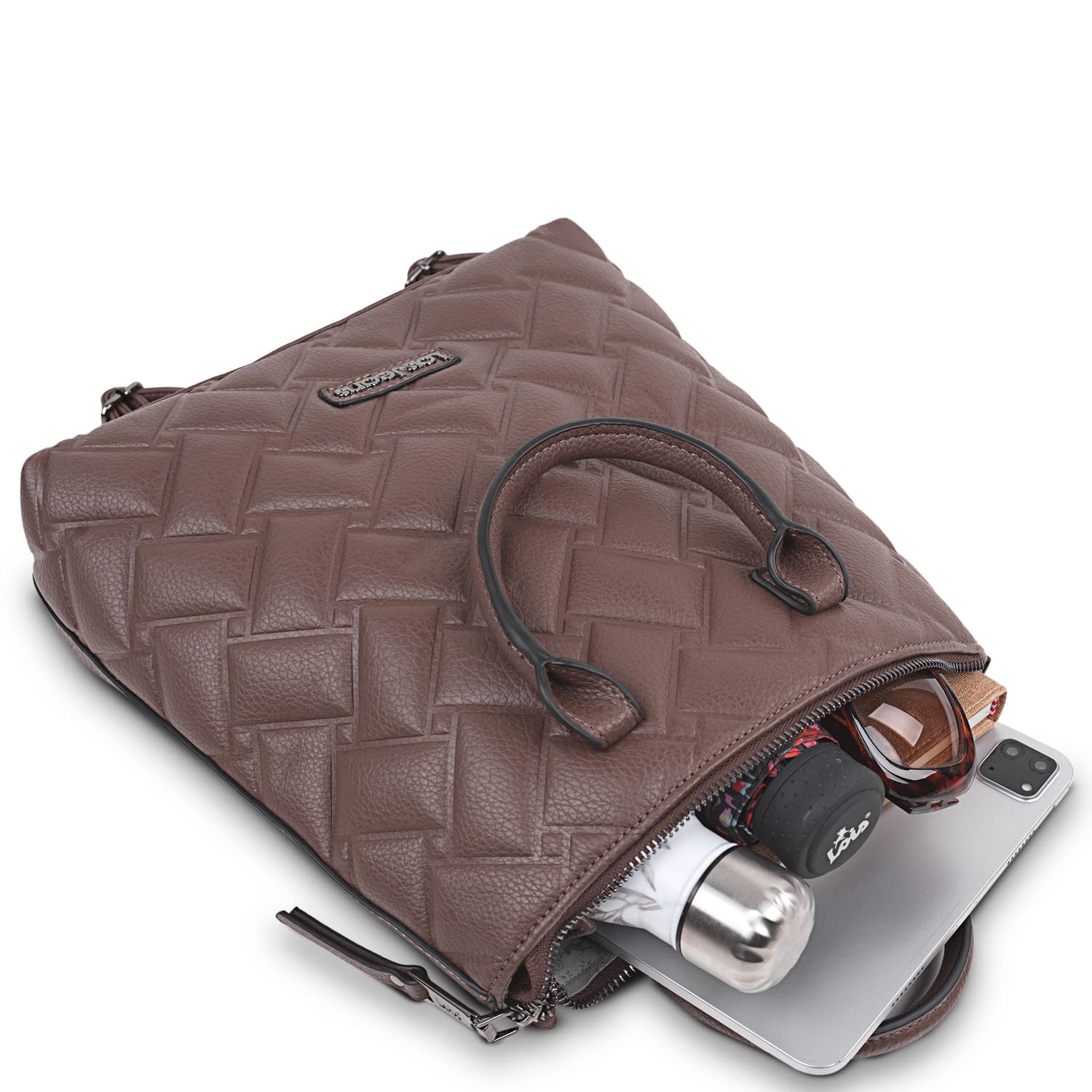 Lois - Bolso Mochila Mujer Elegante Tipo Casual Moderna Para Vestir Mochilas Mujer Estilo Urbano Mochila Negra Mujer Pequeña Ideal Para Uso Diario, Marrón oscuro