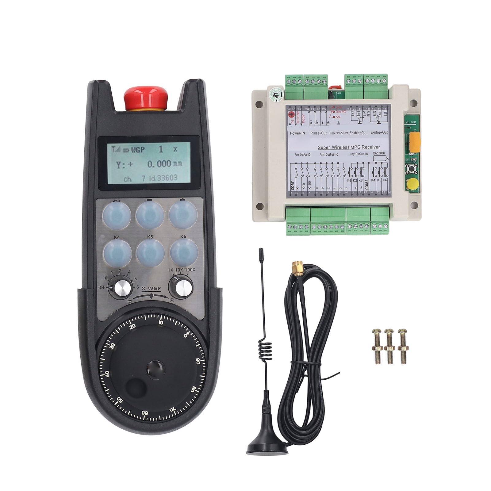 Controlador de Rueda de Mano CNC Inalámbrico 6 Generador de Pulso del Manual de Eje con Potencia de Transmisión de 10dbm de Rango de 40 M para Máquinas de Fresado de Máquinas