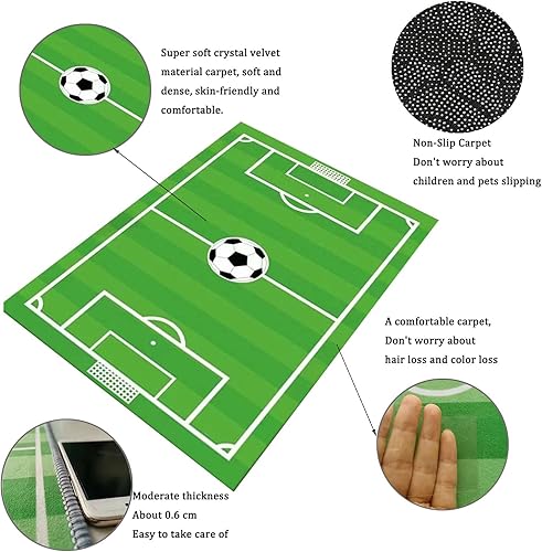 Miniatura 3 de Alfombra de fútbol para niños, alfombra de campo de fútbol, alfombra de área de juegos para habitación de niños, alfombras de baloncesto