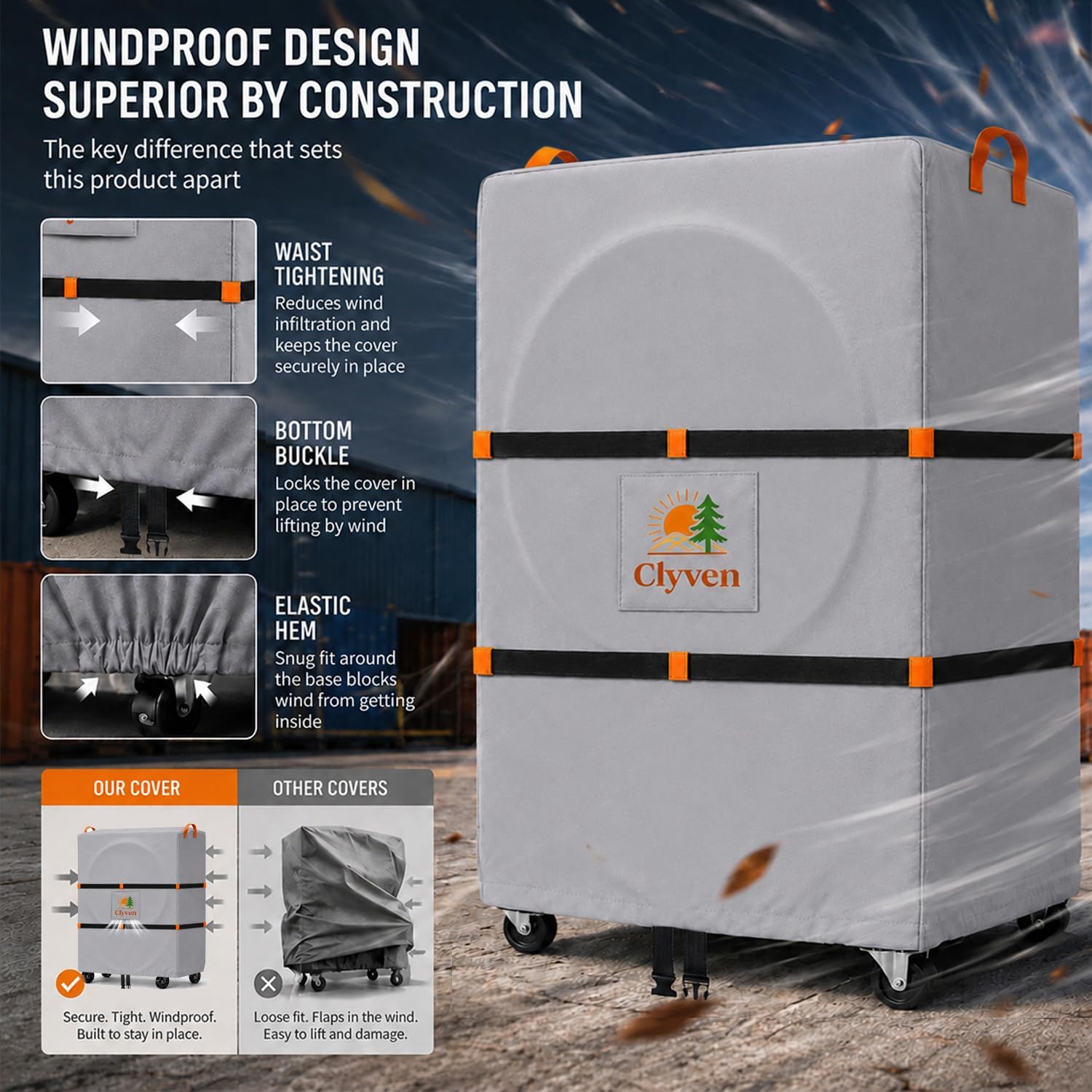 Cover for Portacool CVRR0006K, Apex 6500 & Jetstream 270, 420D Heavy Duty Waterproof Evaporative Air Cooler Cover, UV Resistant Dustproof Outdoor Protection, Portacool Parts Compatible