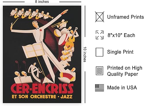 Miniatura 2 de Poster Master Póster de música vintage, impresión retro de jazz, arte de orquesta francesa, regalo Art Deco para hombres, mujeres, músicos, gran