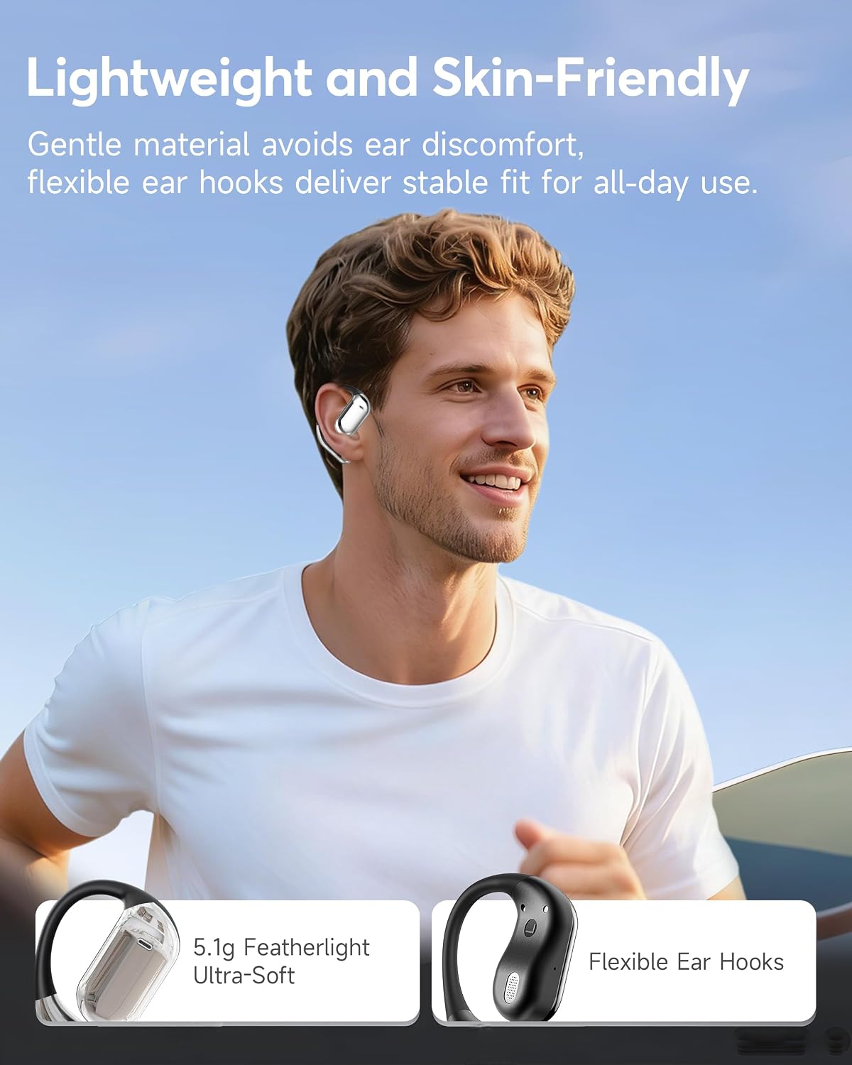 Open Ear Wireless Earbuds,Bluetooth 6.1 Headphones,HD Audio,Noise Canceling