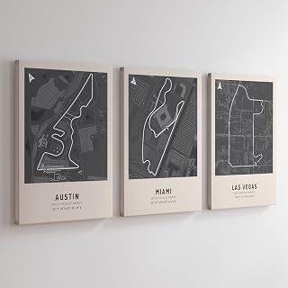 Poster Master 3-Piece Race Track Canvas - Car Racing Print - Austin, Miami & Las Vegas Art - Race Circuit Design - Sports Art - Great Office or Garage Wall Decor - Available in 8x10 to 30x40