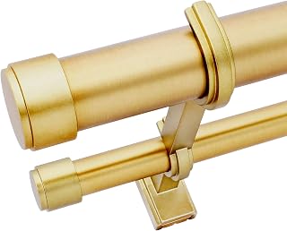 BlastHome® Luxury Fixed Length Double Curtain Rod, 4.5 ft, Brushed Gold