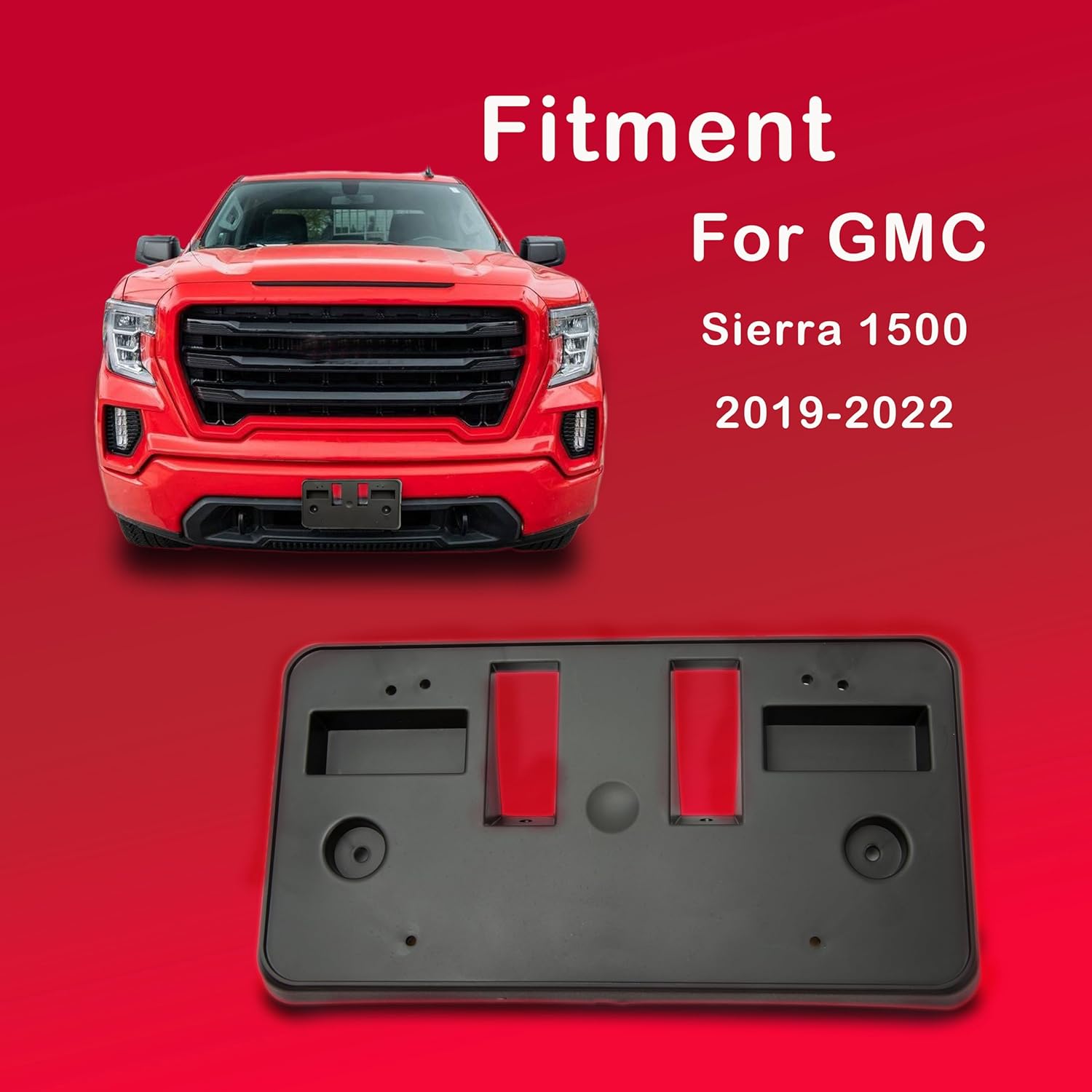 Front Bumper License Plate Brackets for 2019 2020 2021 GMC Sierra 1500,Fit 2022 Sierra 1500 Limited, Replacement for 84428907, GM1068198