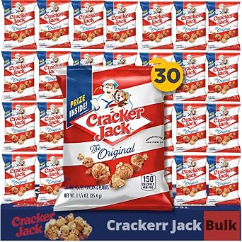 Sweet and Salty Popcorn Individual Bags, 30 Count Bulk Pack- Classic Original Caramel Coated Popcorn and Peanuts, On-the-Go Snack by Crackerr Jack