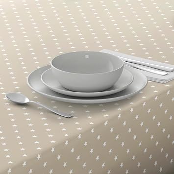 Home Direct Large Rectangular Oilcloth PVC Wipe Clean Tablecloth Table Cover 140cm x 240cm 55x94 Stars Beige