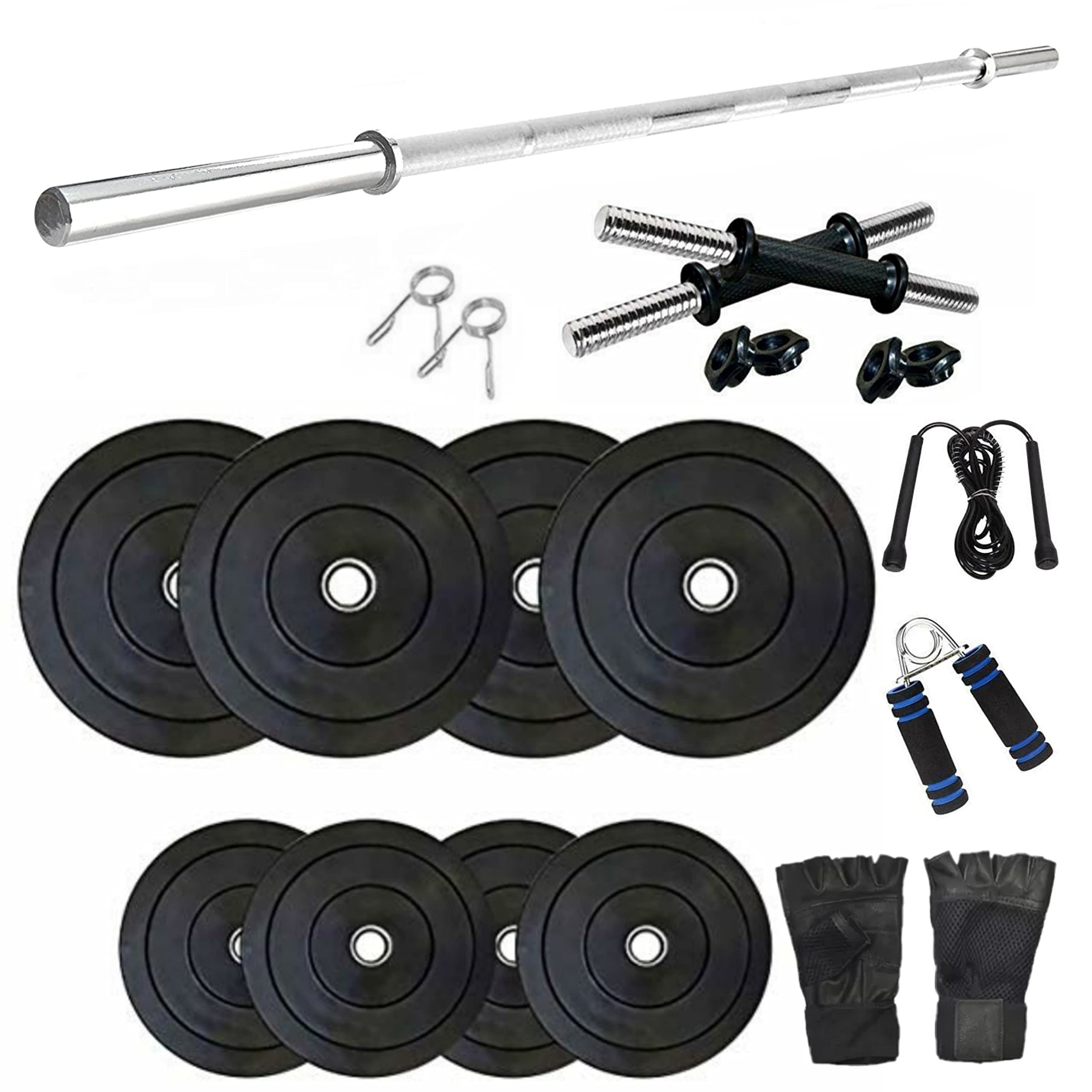 SX Fitness Home Gym Combo, Home Gym Set, 16 Kg Rubber Weight Plates (3 Kg X 4 Plates + 1 Kg X 4 Plates) with Dumbbell Rod, 3Ft Plain Rod and Accessories Fitness & Exercise Kit (B09FK5TPMX) Amazon Price History, Amazon Price Tracker