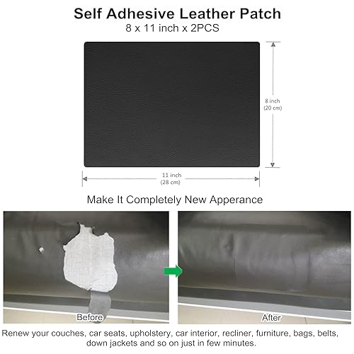 Vista 82 de ILOFRI - Cinta de cuero autoadhesiva, parche de 3 x 60 pulgadas, kit de reparación de vinilo y cuero duradero y autoadhesivo para sofás, asientos