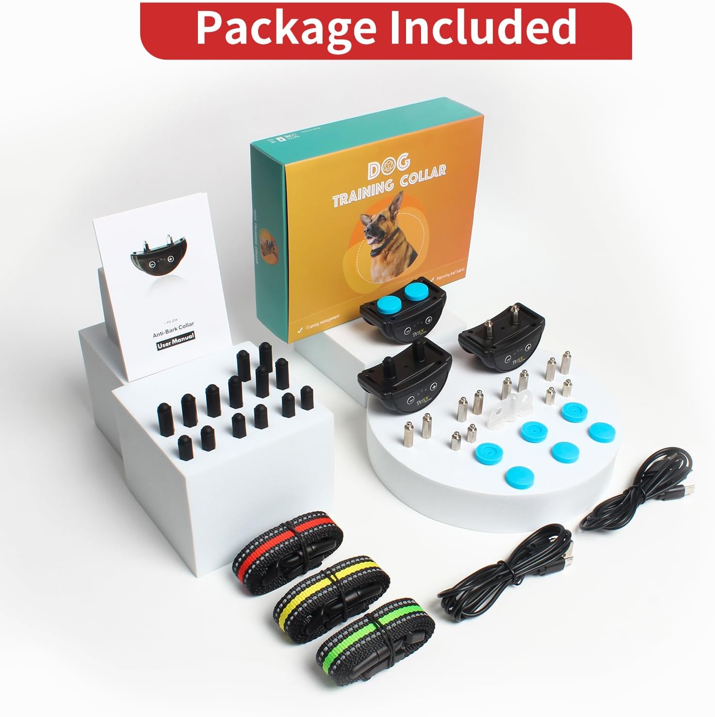 PetJoy Dog Bark Collar for Small Dogs 5-15 lbs, Bark Collar 3 Pack with 5 Adjustable Levels of Sensitivity, Barking Collar Small Breed