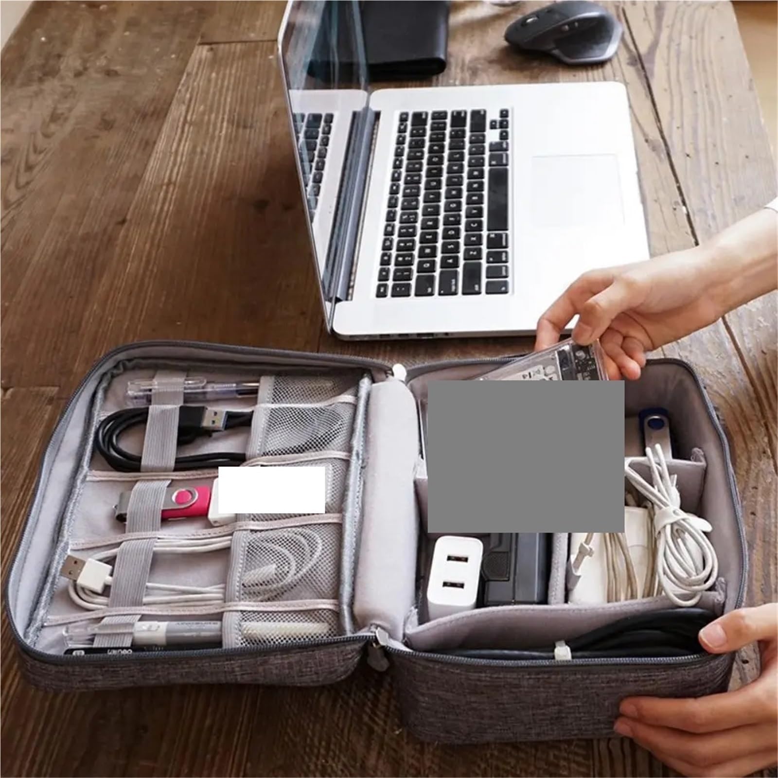 Organizer Cavi Borsa Digitale a Tre Strati Cavo Dati Alimentazione Mobile Custodia for Auricolari Custodia Portatile da Viaggio Essenziale Organizer Aziendale(Purple)