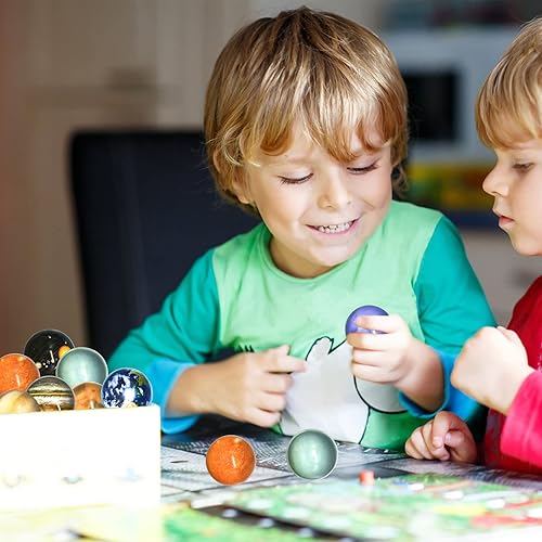 Miniatura 6 de Panxxsen 24 bolas rebotantes, bolas de rebote de planetas, bolas de goma de sistema solar de rebote alto para niños, recuerdos de fiesta y rellenos