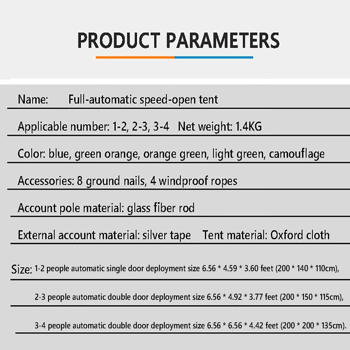1-2 2-3 3-4 Person Camping Tent, Insect Screens for Ventilation and Ventilation Tent, Tent for Picnic/Hiking/Fishing/Outdoor,Green Door,3 to 4