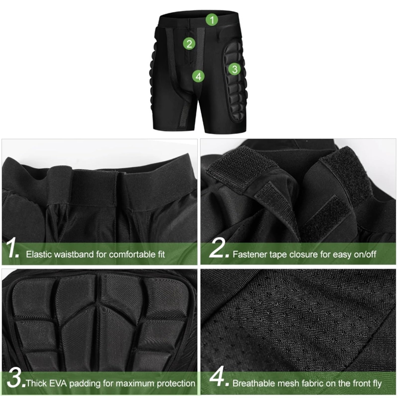 Protezione per Fianchi da Sci Pantaloncini imbottiti protettivi for fianchi e glutei, pantaloncini for , for snowboard, pattinaggio, sci, corsa, uomo donna