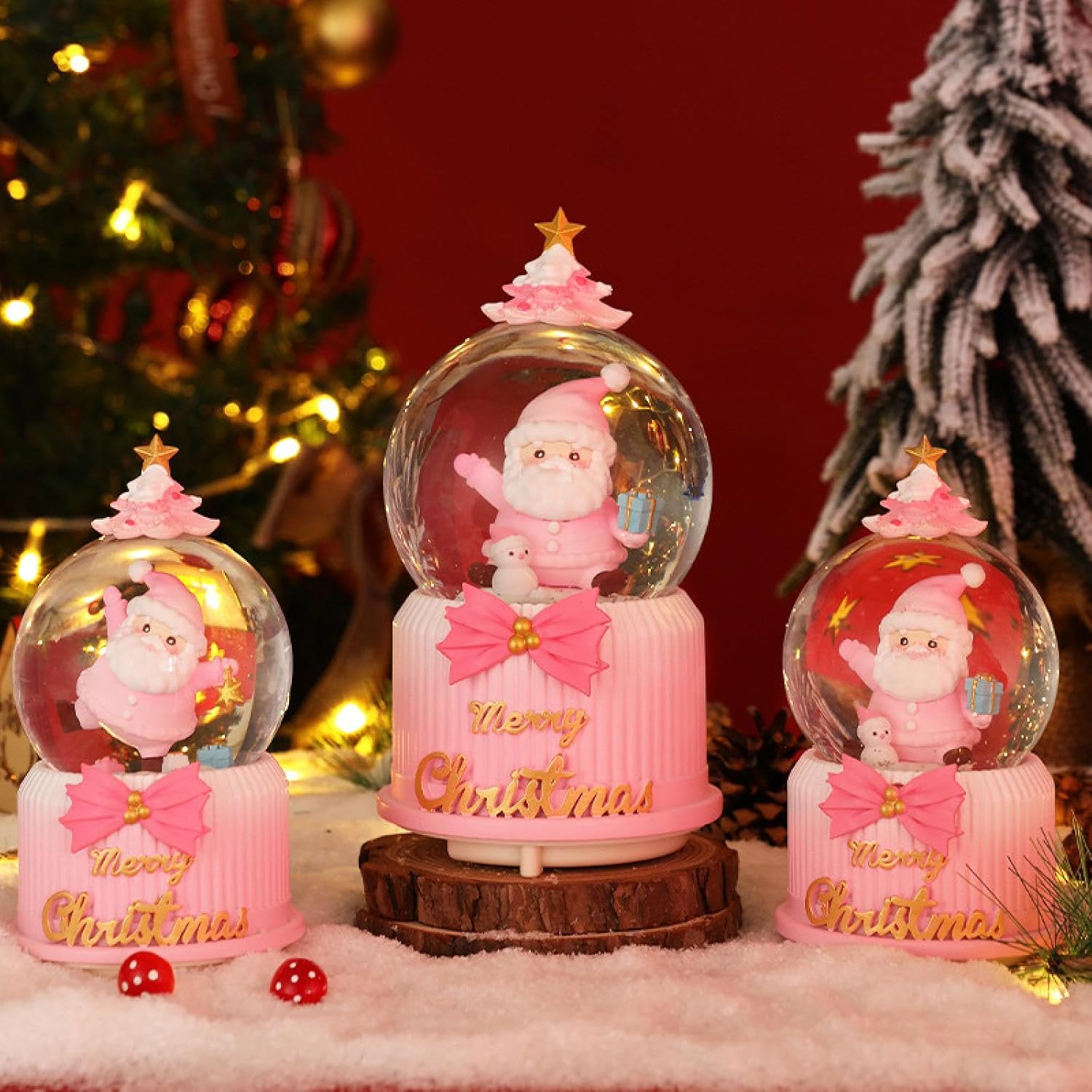 Upgraded Creative Santa Gift Crystal Ball Rotating Snow Ornament Christmas Decoration Glowing Glass Ball