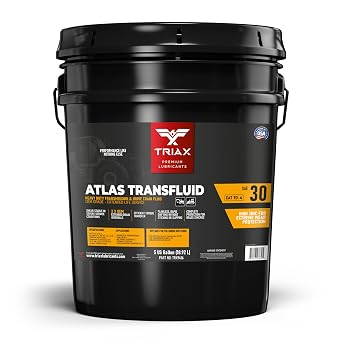 TRIAX Atlas Transfluid to-4 30W - Heavy Duty Transmission and Drive Train Fluid - OEM Grade, Extended Life - Compatible with Caterpillar to-4, Komatsu, Vickers, ZF, and More 5 Gallon Pail