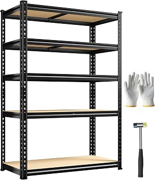 Bepatio Garage Shelving 2010LBS Storage Shelves 72" H Metal Shelving Heavy Duty Pantry Shelves Adjustable Garage Shelf for Kitchen Warehouse Basement, 35.4" W x 15.7" D x 72" H
