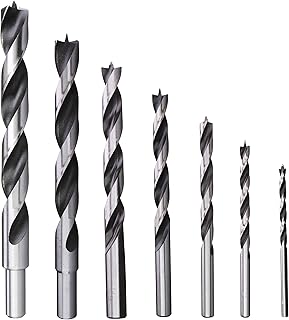 PLG2SUPT Chrome Vanadium Brad Point Drill Bit Sets, 7-Piece Imperial Sizes Includes 1/8", 3/16", 1/4", 5/16", 3/8", 7/16", 1/2" Inche