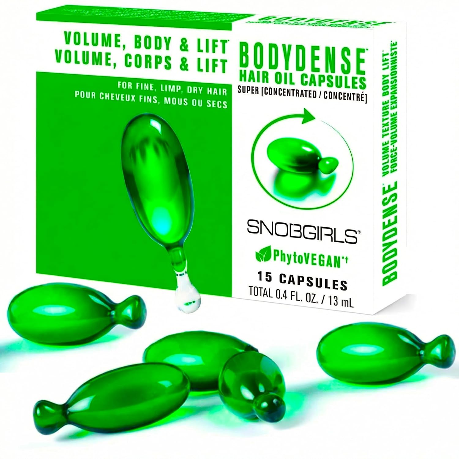 Volumizing Hair Oil Capsules – Leave-In Serum for Fine, Limp or Fragile Hair w/ Argan, Peptides & Ceramides | Mineral Oil, Sulfate and Paraben Free, Vegan | Fuller-Looking Body & Shine | 15Ct