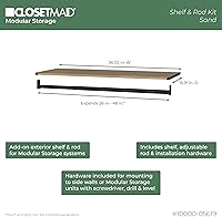 Vista 3 de ClosetMaid Kit de estante de almacenamiento modular y barra colgante, arena