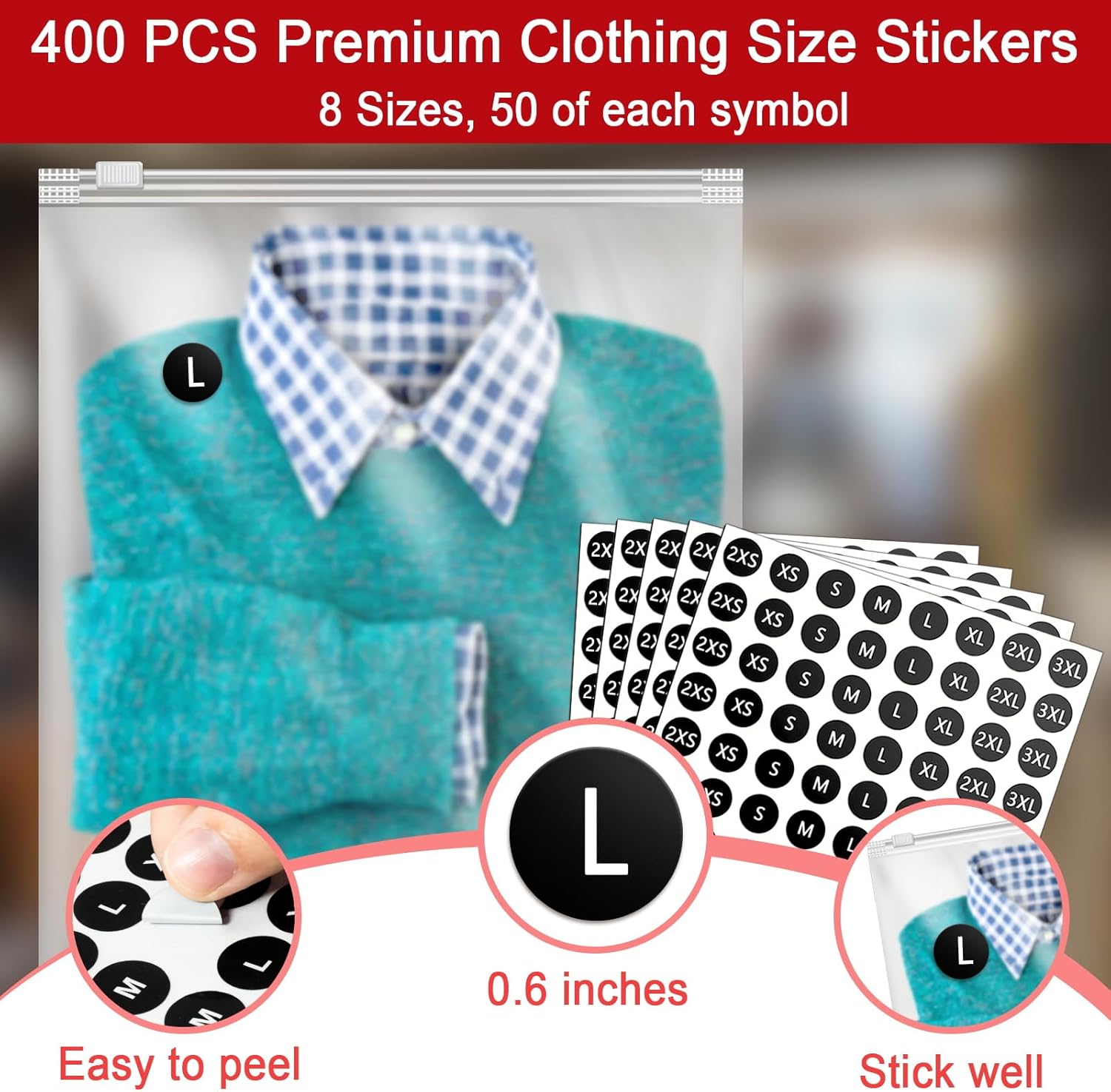 100PCS 10"x13" T-shirt Packaging Bags with Cardboard and Clothing Size Stickers, 10x13 inch Frosted Zipper Plastic Bags for Clothing, T-shirt Package Set