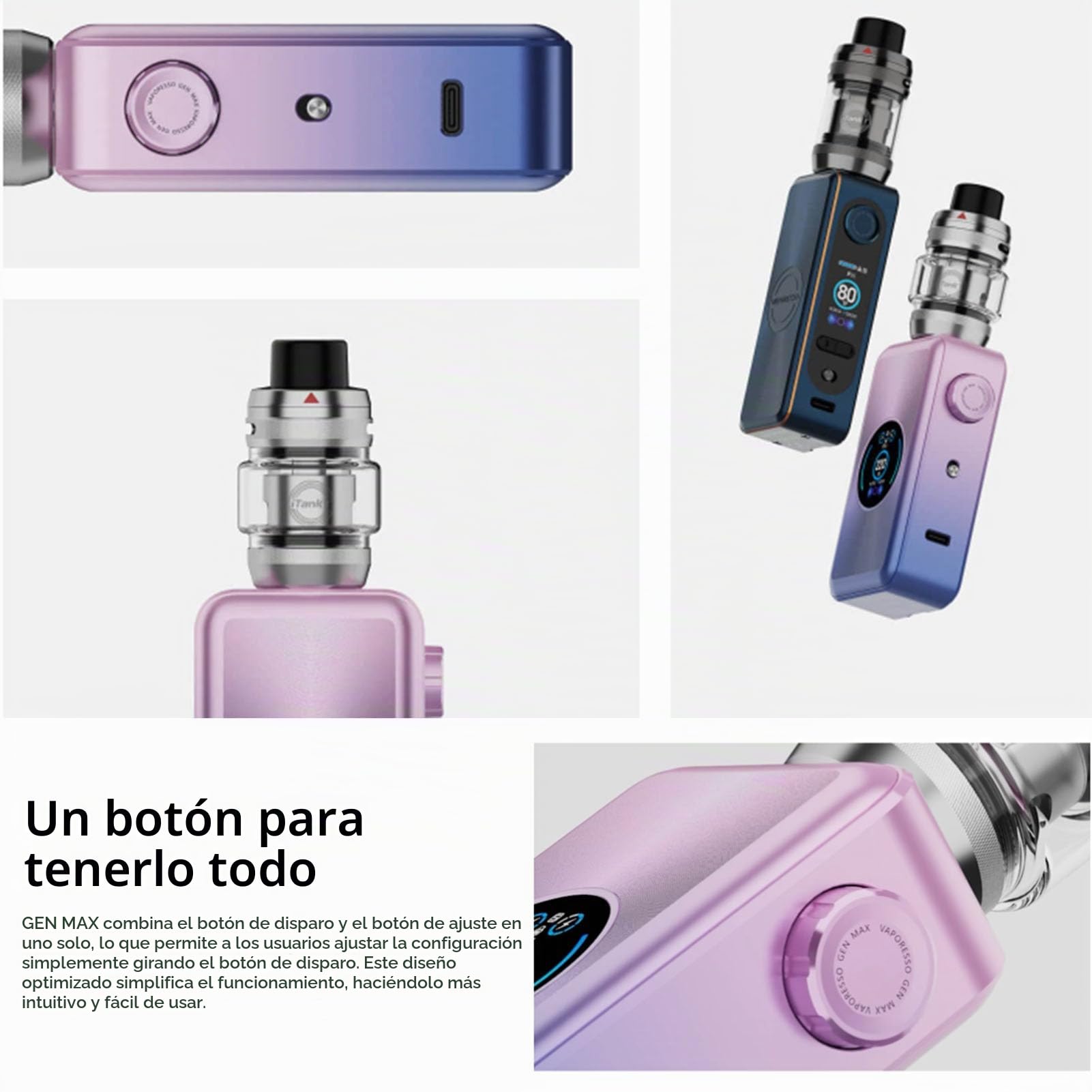 Vaporesso GEN SE Kit | 80W Vaporesso SE MAX Mod -Vape DL - 3ml Auto-Open Top iTank T Clearomizer Fit GTI Mesh Coil (Gti 0.2Ω/ 0.4Ω) E Cigarette Vaporizer No Nicotine No Liquid (Negro oscuro)