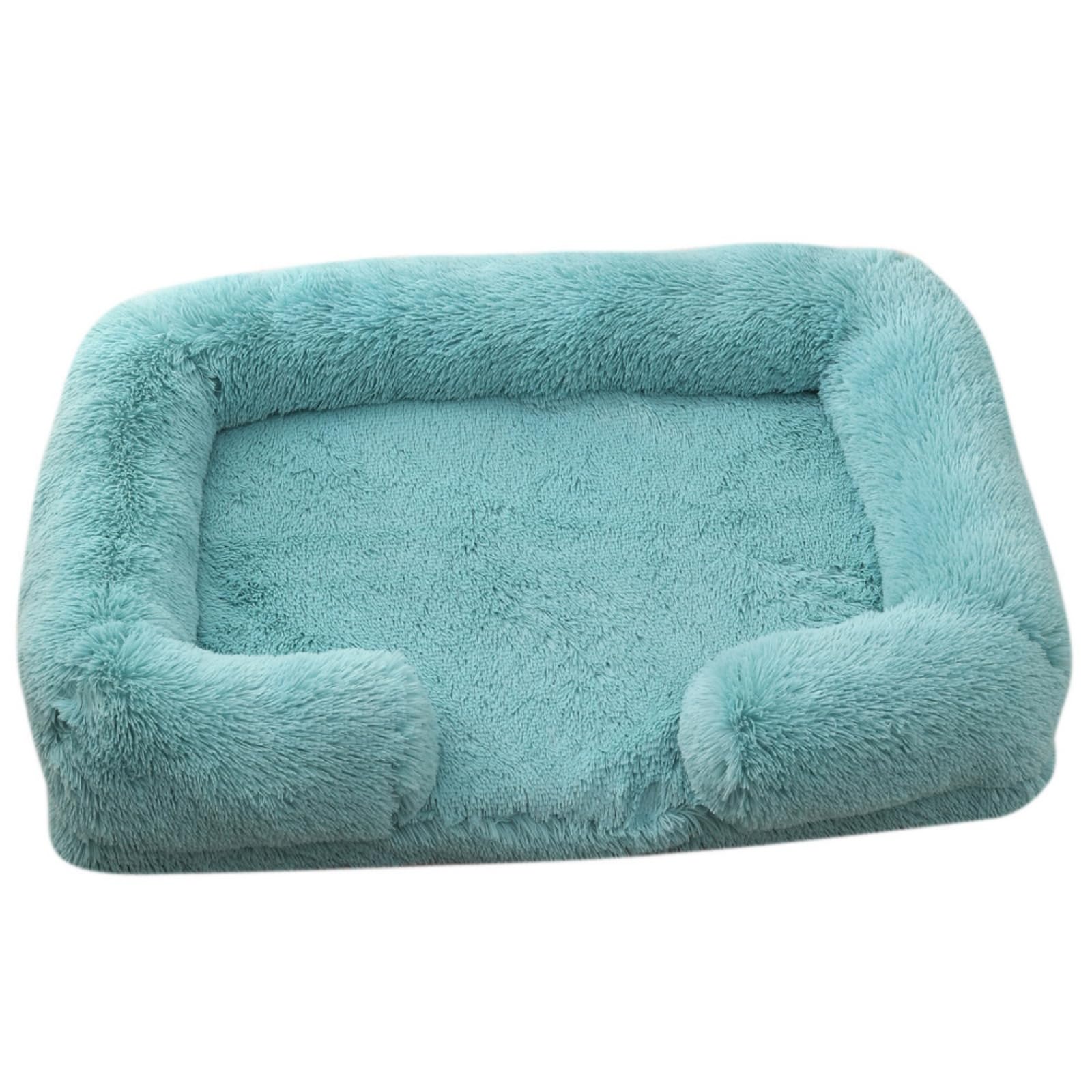 Hixingo Pet Bed Washable for Cat Dog, Anti Anxiety Calming Fluffy Puppy Bed Soft Plush Dog Mattress Warm Fluffy Pad Kitten for Living Room, Bedroom, Balcony, Balcony (Blue-green,57 * 45X12CM)