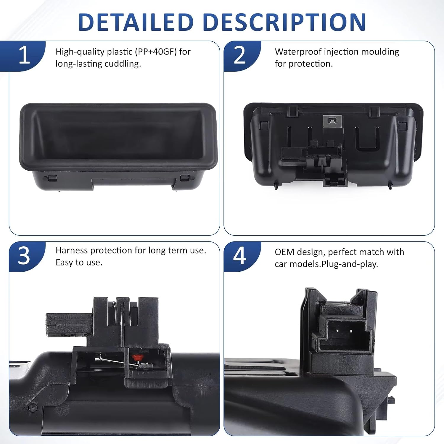 Rear Trunk Door Switch Compatible with BMW for 1 Series E82 for E88 2008-2013 for 3 Series E90 E91 2004-2011 Car Rear Trunk Lock Handle Push Switch Button 7118158 51247118158