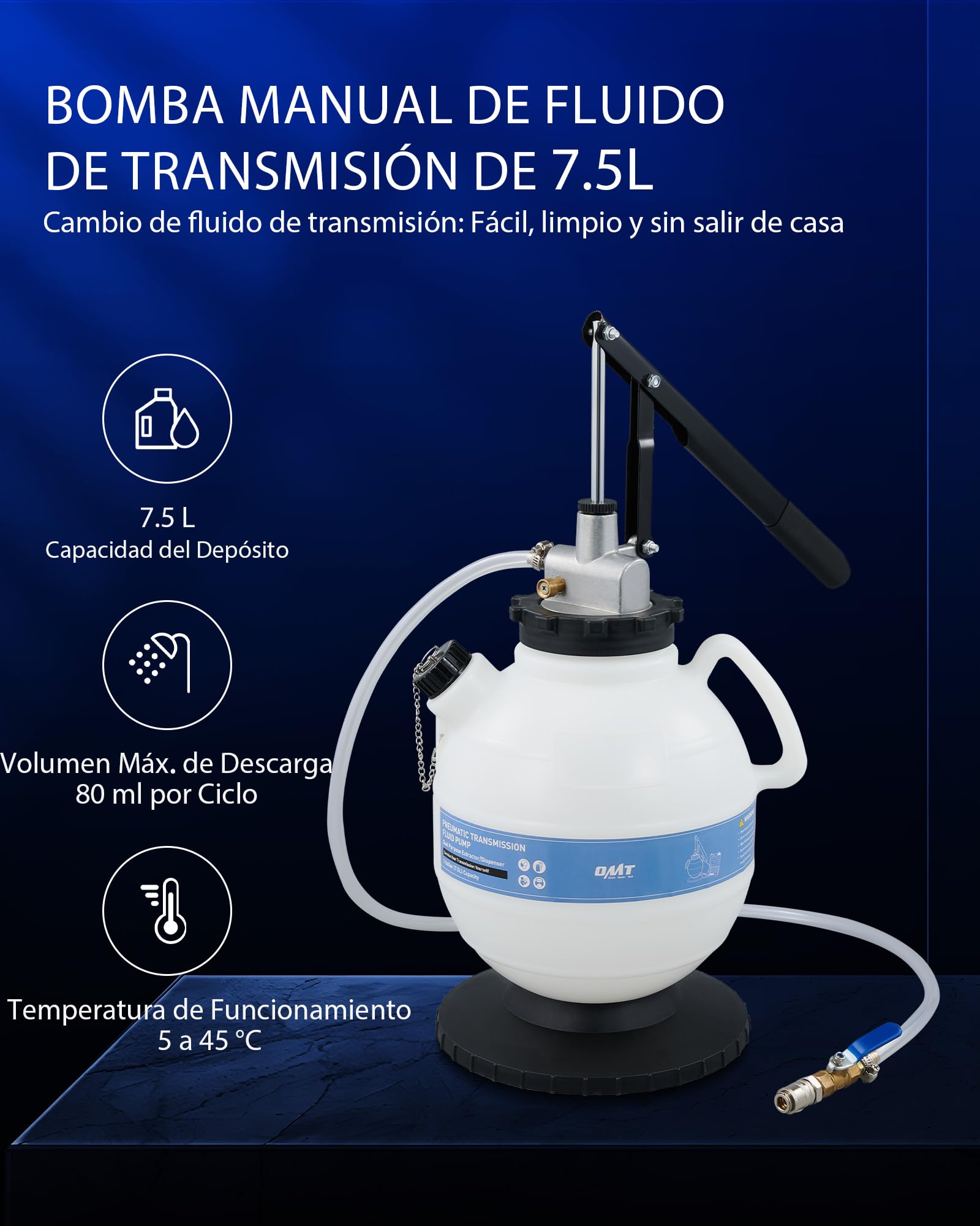 Orion Motor Tech 7,5L Bomba de Llenado de Aceite para Transmisión de Caja de Cambios Máquina de Llenado de Aceite con 15 Adaptadores Dispositivo de Llenado de Aceite para Coches