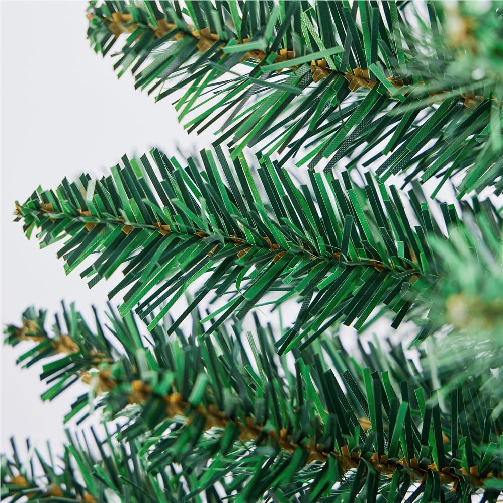 Yaheetech Slim Albero di Natale Artificiale in PVC Alto e Stretto con Base in Plastica Decorazione Natalizia Casa Ufficio 60 × 60 × 183 cm Verde
