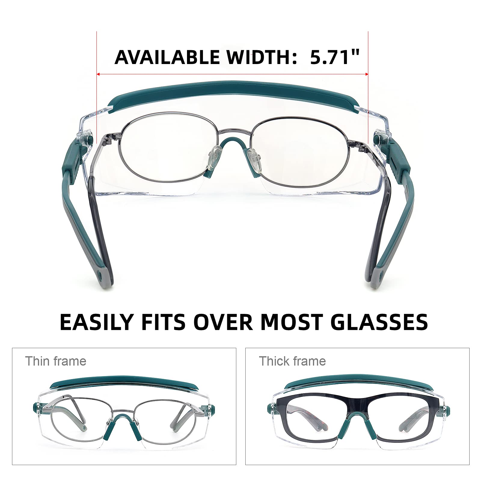 UKNOW Gafas de seguridad sobre gafas, gafas de seguridad antivaho con lente envolvente transparente, gafas protectoras ANSI Z87.1
