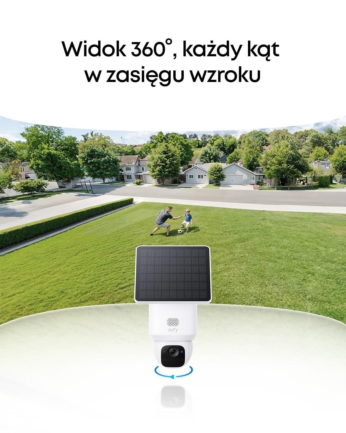 eufy eufyCam Solo E30, kamera do monitoringu zewnętrznego zasilana energią słoneczną, obrót 360°, śledzenie AI, jakość 2K, bezprzewodowa, kamera bezpieczeństwa eufy Outdoor